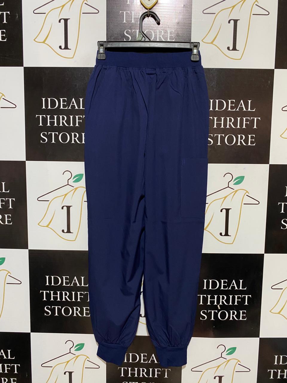 |XS| WAIST 24| B31| HIGH-WAISTED DRAWSTRING JOGGERS NAVY BLUE