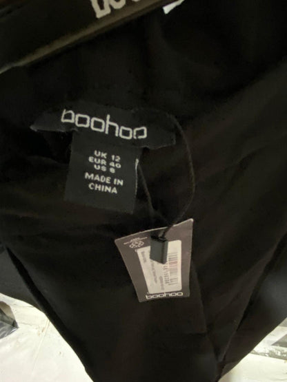BOOHOO |M| WAIST 29| B31| HIGH-WAISTED WIDE-LEG TROUSERS BLACK