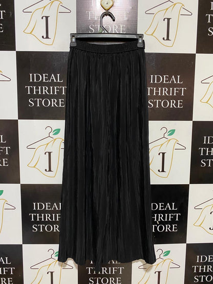 SNP |XS| WAIST 24| B31| HIGH-WAISTED MICRO-PLEATED WIDE-LEG PANTS BLACK