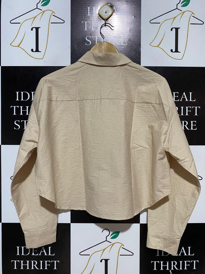 FORCAST |S| BUST 23| B30| BEIGE BUTTON-DOWN CROPPED UTILITY SHIRT