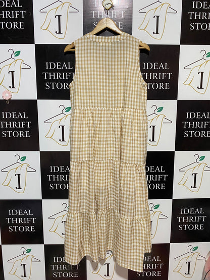 GRACE & CO |M| BUST 19| B31| GINGHAM CHECKERED TIERED SLEEVELESS MAXI DRESS