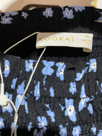 KOOKAI |XS| BUST 12| B31| BLACK & BLUE FLORAL SMOCKED MINI DRESS
