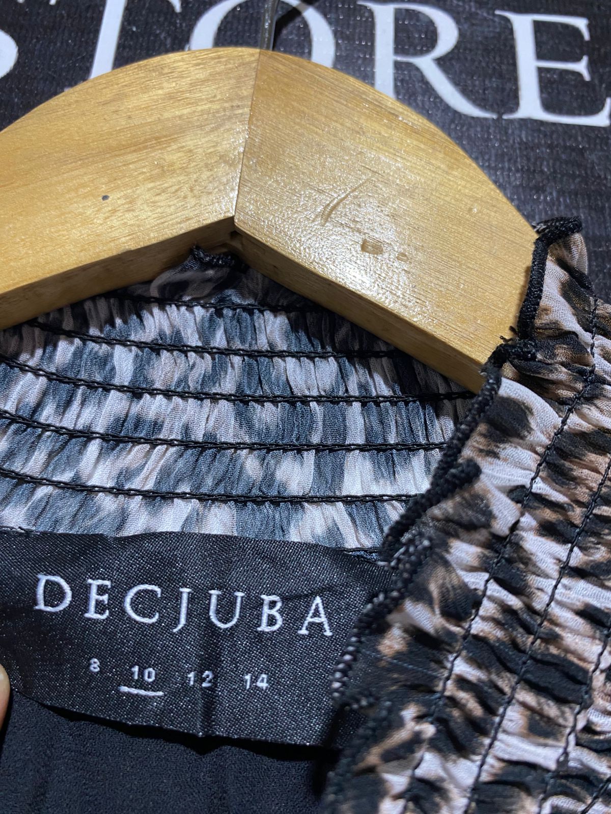 DECJUBA |M| BUST 19| B31| CHIC LEOPARD PRINT SMOCKED HIGH-NECK MINI DRESS