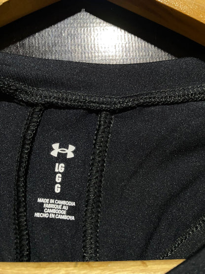 UNDER ARMOUR |L| BUST 18| B31| BLACK HIGH-NECK TANK TOP / ATHLETIC PERFORMANCE ACTIVEWEAR LOGO SHIRT