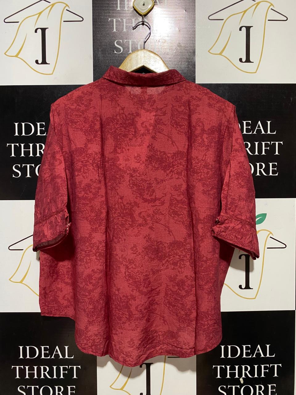 |XL| BUST 24| B31| MAUVE RED JACQUARD EMBOSSED BLOUSE