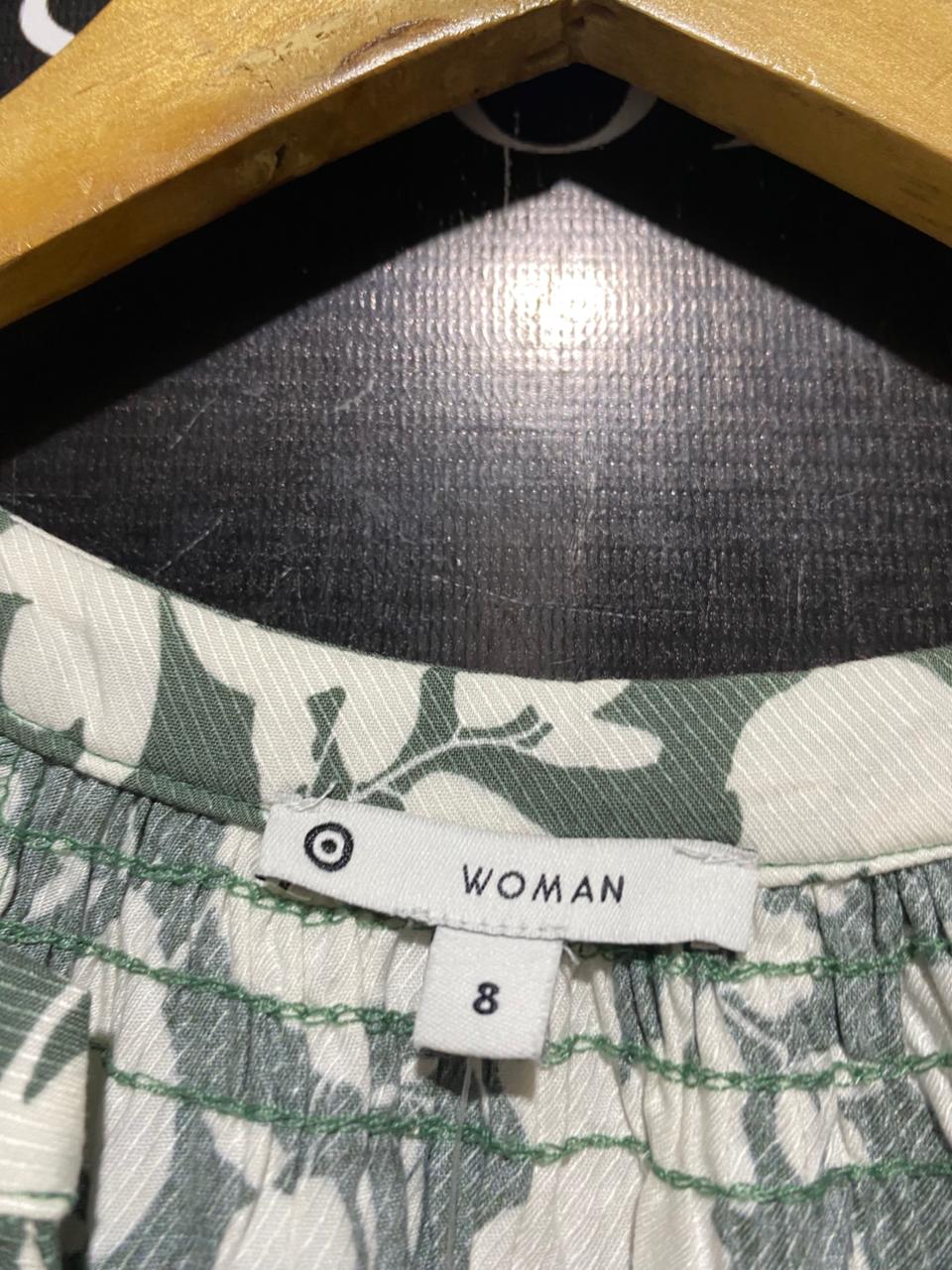 WOMAN ACTIVE |S| BUST 16| B31| SAGE GREEN & WHITE FLORAL MIDI DRESS