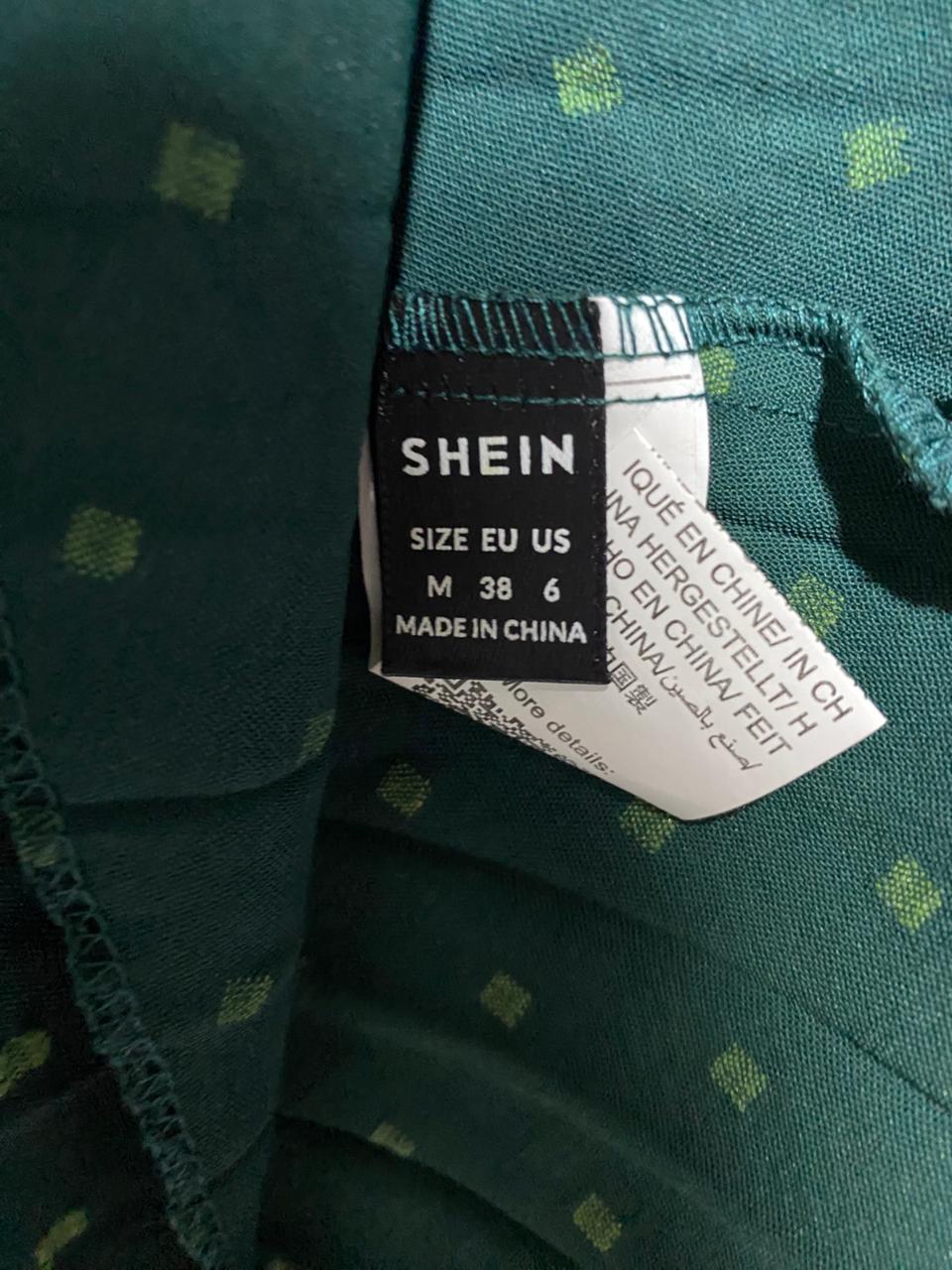 SHEIN |M| BUST 17| B31| ELEGANT FOREST GREEN CLIP DOT MIDI DRESS
