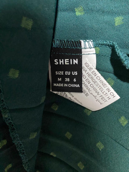 SHEIN |M| BUST 17| B31| ELEGANT FOREST GREEN CLIP DOT MIDI DRESS