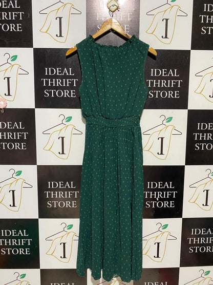 SHEIN |M| BUST 17| B31| ELEGANT FOREST GREEN CLIP DOT MIDI DRESS