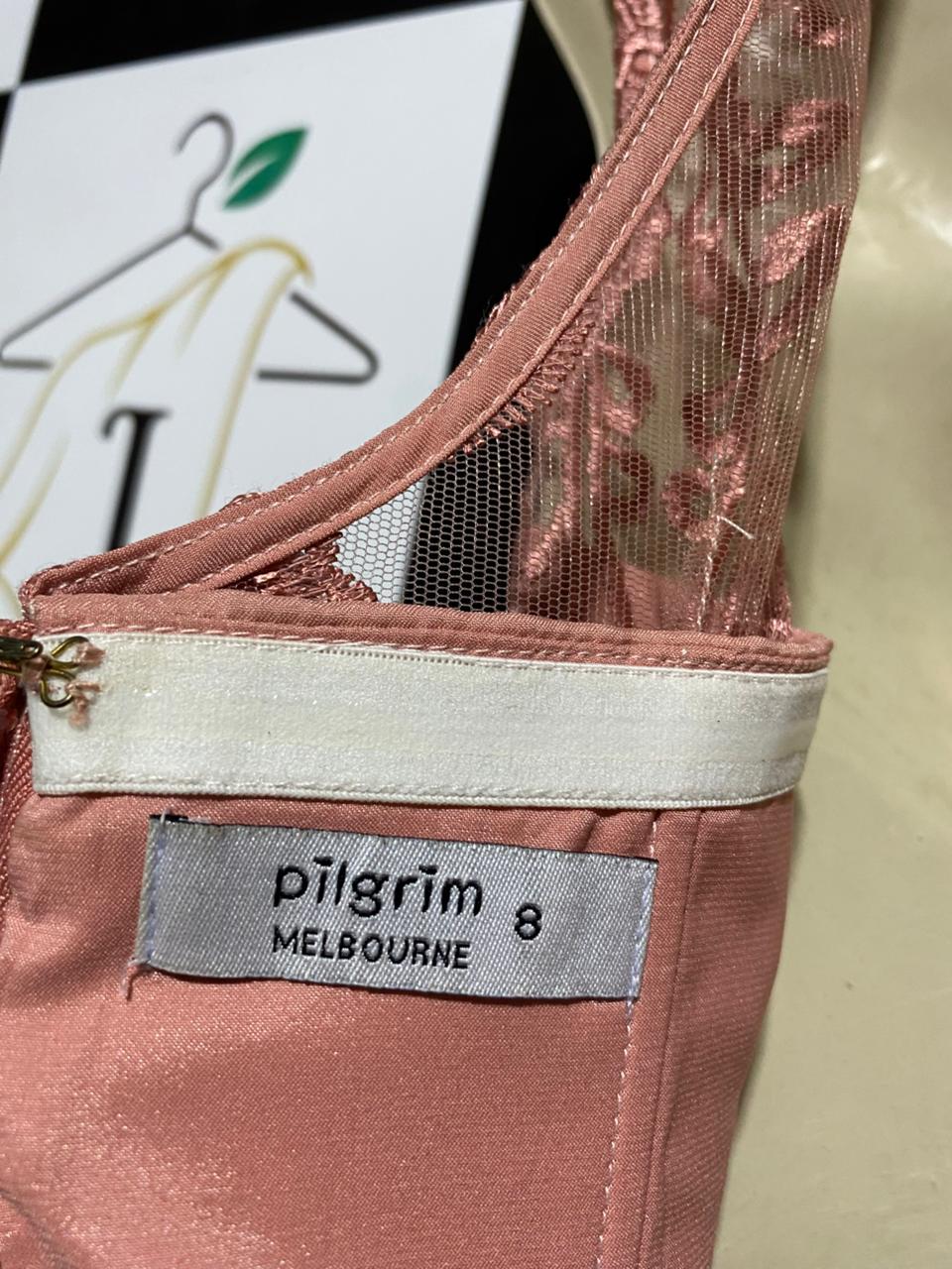 PILGRIM |S| BUST 17| B31| DUSTY ROSE LACE EMBROIDERED HIGH-LOW PARTY DRESS