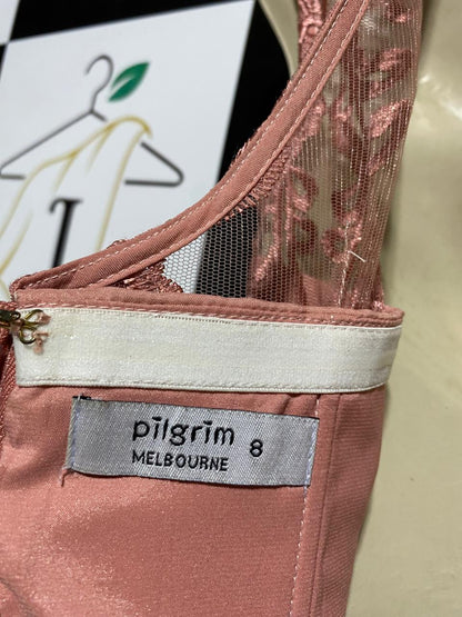 PILGRIM |S| BUST 17| B31| DUSTY ROSE LACE EMBROIDERED HIGH-LOW PARTY DRESS