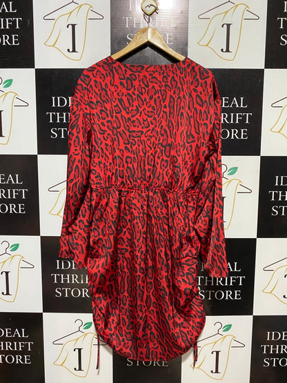 WAYNE COOPER |XL| BUST 22| B30| RED LEOPARD PRINT RUCHED MINI DRESS