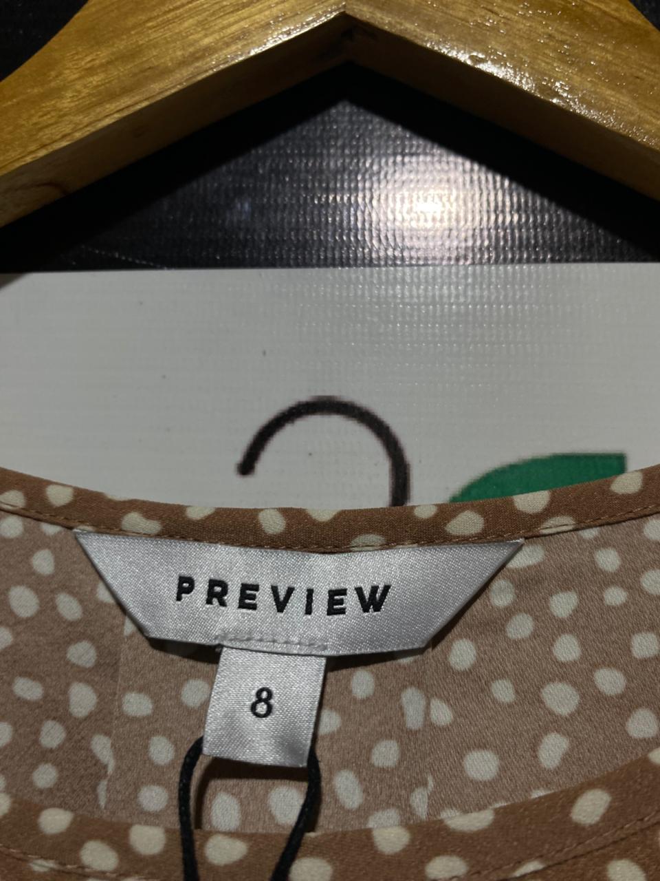 PREVIEW |S| BUST 17| B30| BROWN POLKA DOT SHORT SLEEVE BLOUSE