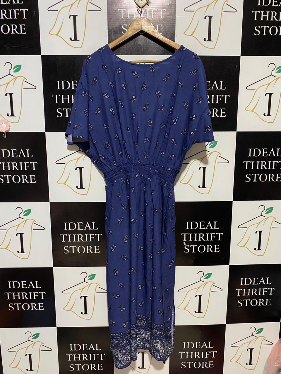 KATIES |L| BUST FREE| B30| BLUE FLORAL BOHO MAXI DRESS