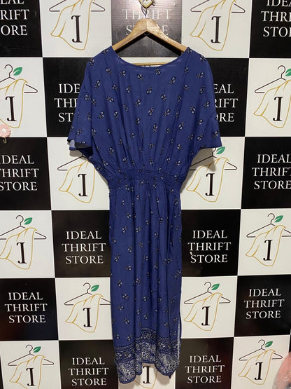 KATIES |L| BUST FREE| B30| BLUE FLORAL BOHO MAXI DRESS