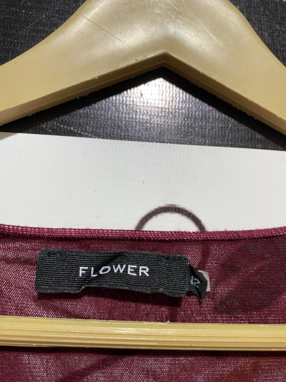 FLOWER |M| BUST 16| B30| MAROON COWL NECK TIERED MESH TOP