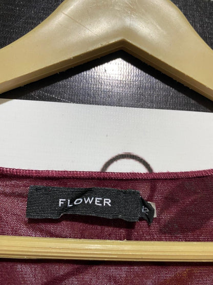 FLOWER |M| BUST 16| B30| MAROON COWL NECK TIERED MESH TOP