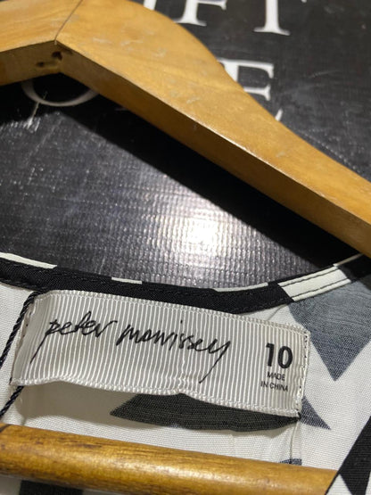 PETER MOWISSEY |M| BUST 16| B30| BLACK AND WHITE GEOMETRIC PRINT MAXI DRESS