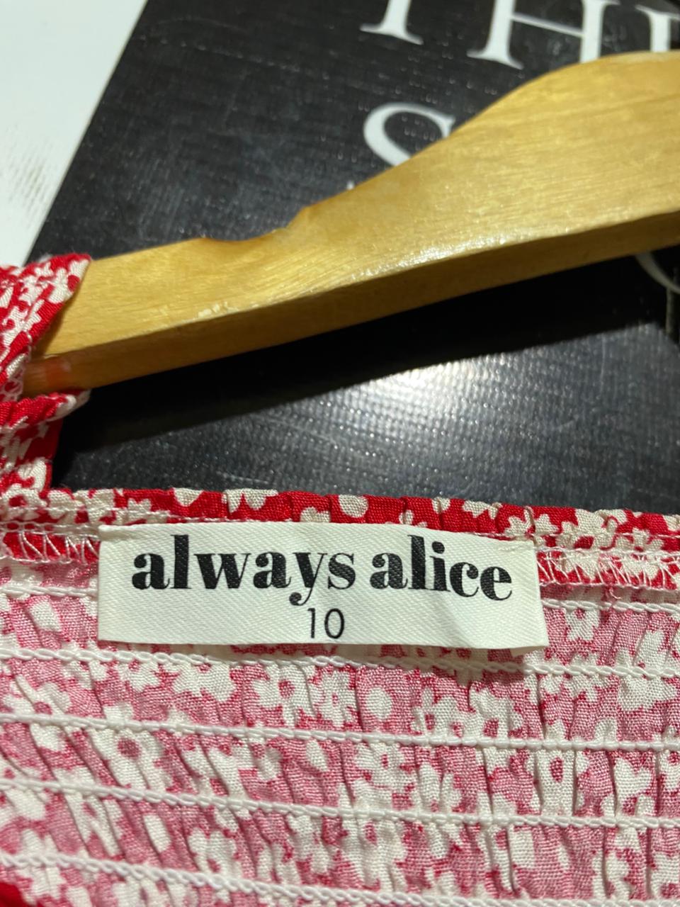 ALWAYS ALICE |M| BUST 13| B30| RED FLORAL SMOCKED MIDI DRESS