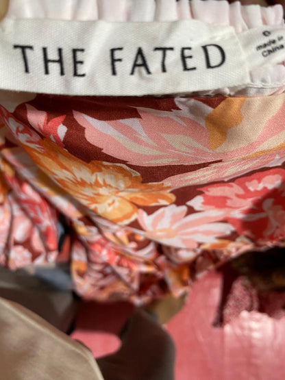 THE FATED |XS| BUST 12| B30| PINK FLORAL LACE RECTANGLE PATTERN MINI DRESS