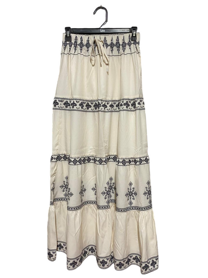 SHEIN |S| WAIST 26| B31| WOMEN'S BOHO BORDER PRINT TIERED MAXI SKIRT