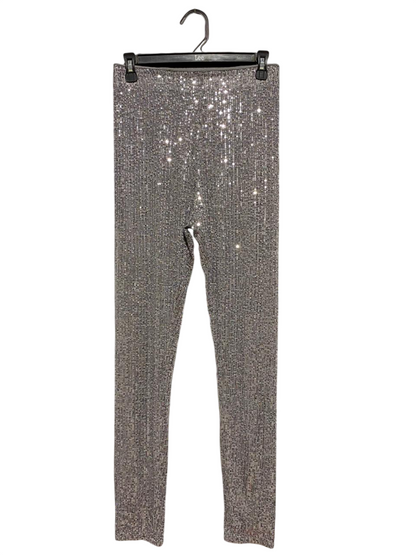 SHEIN |L| WAIST 28| B31| WOMEN'S SHIMMERING SILVER SEQUIN LEGGINGS / PANTS