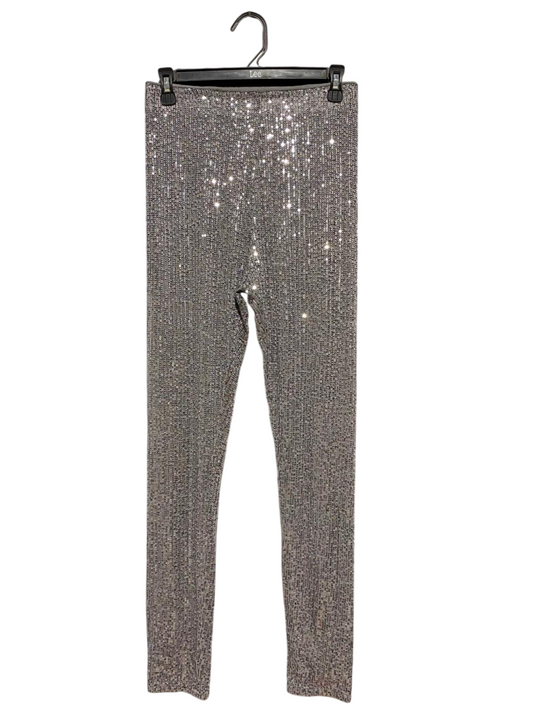 SHEIN |L| WAIST 28| B31| WOMEN'S SHIMMERING SILVER SEQUIN LEGGINGS / PANTS