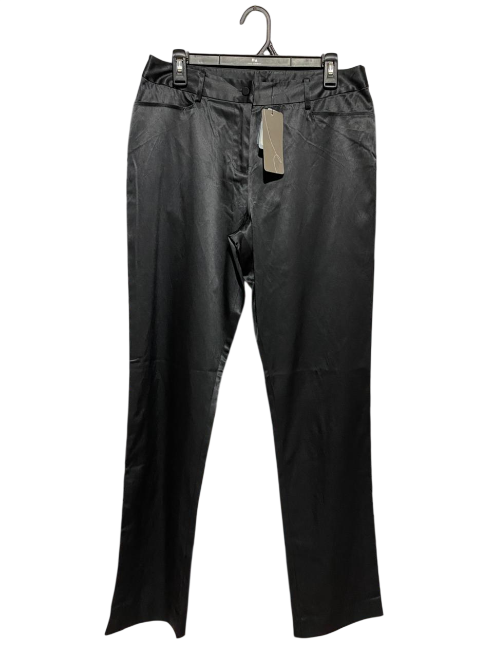 FLEATY |L| WAIST 30| B31| WOMEN'S BLACK SATIN STRAIGHT-LEG TROUSERS