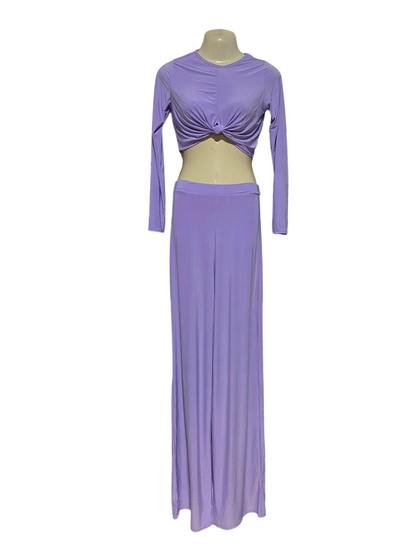 BOOHOO |XL| BUST 26| B31| TWO-PIECE LILAC CROP TOP AND WIDE-LEG PANTS SET