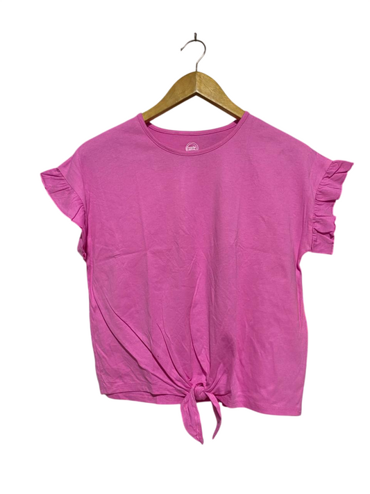WONDER NATION |L| BUST 19| B31| PINK RUFFLE SLEEVE FRONT-KNOT CASUAL TEE