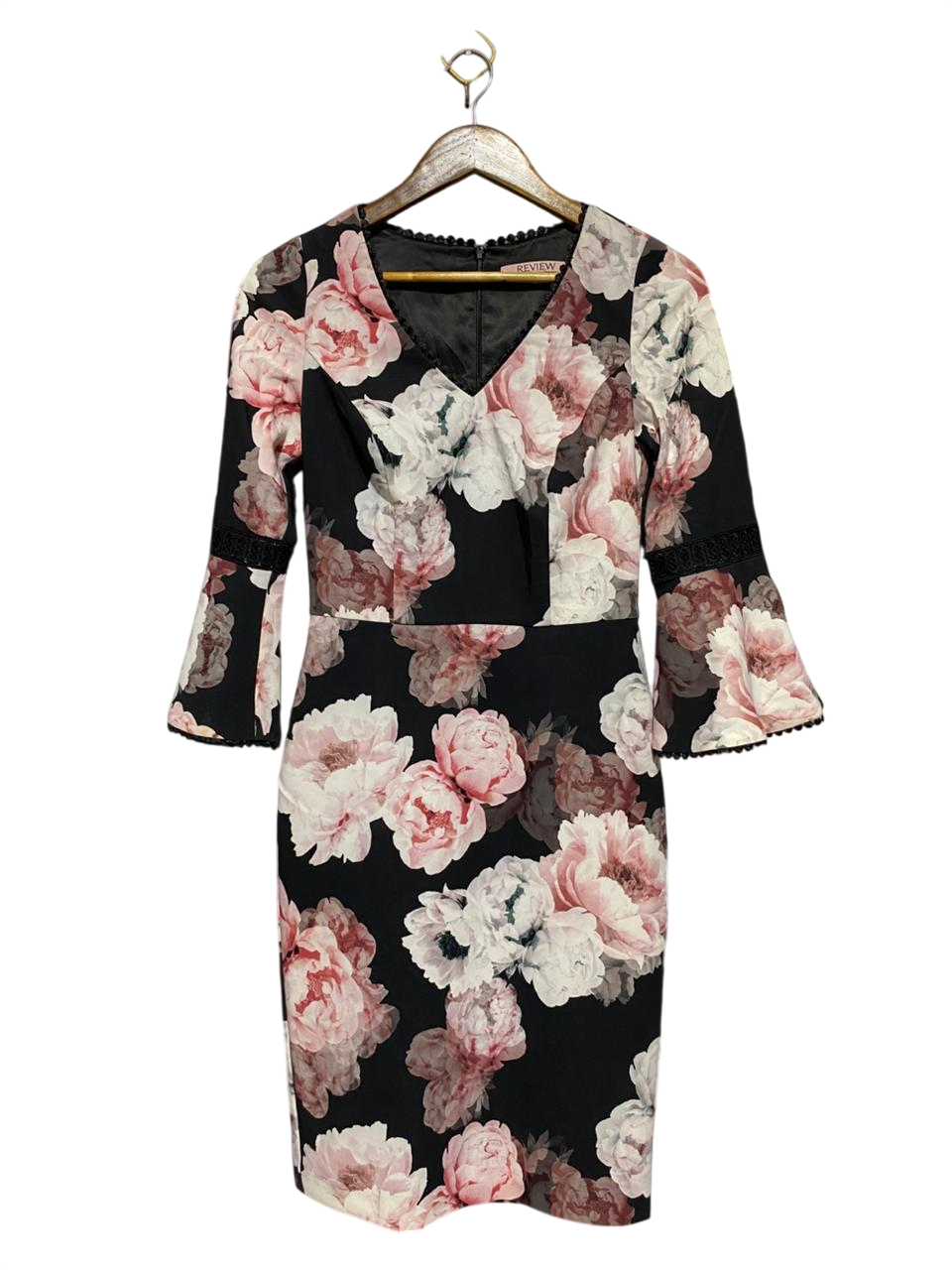 REVIEW |S| BUST 15| B31| V-NECK BODYCON DRESS WITH BELL SLEEVES