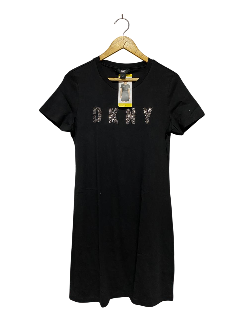 DKNY |S| BUST 18| B31| BLACK SEQUIN EMBELLISHED T-SHIRT DRESS