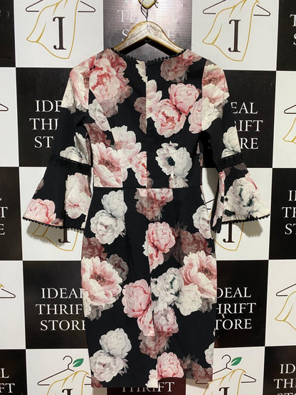 REVIEW |S| BUST 15| B31| V-NECK BODYCON DRESS WITH BELL SLEEVES