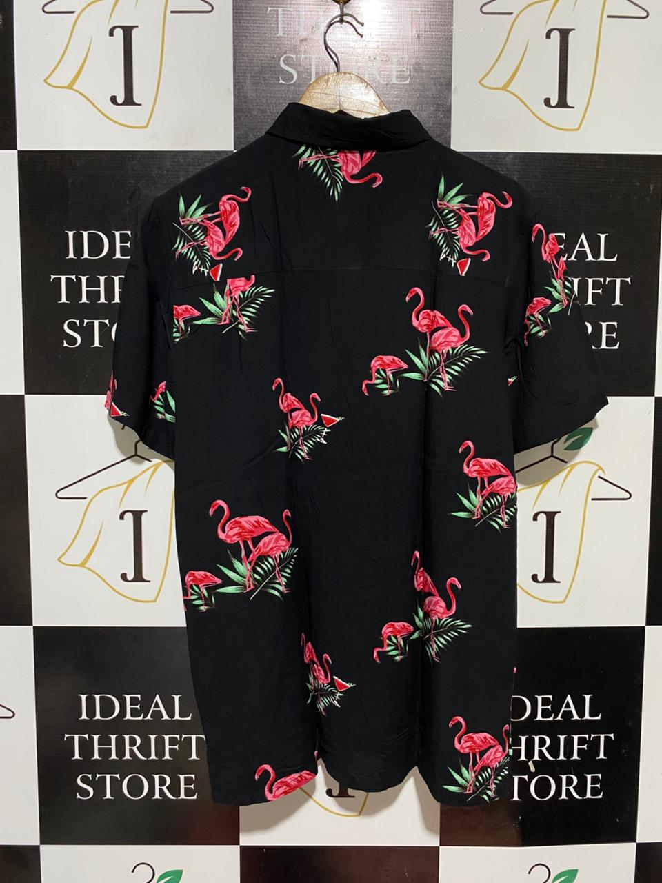 |L| BUST 20| B31| PRINT SHORT SLEEVE BUTTON-DOWN SHIRT