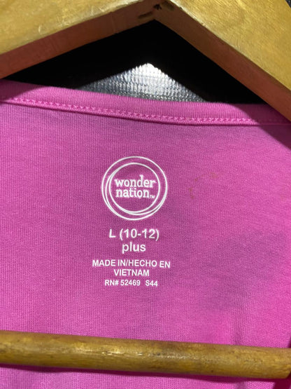WONDER NATION |L| BUST 19| B31| PINK RUFFLE SLEEVE FRONT-KNOT CASUAL TEE