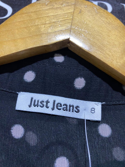 JUST JEANS |L| BUST 20| B31| POLKA DOT SHEER LONG SLEEVE BUTTON-DOWN BLOUSE