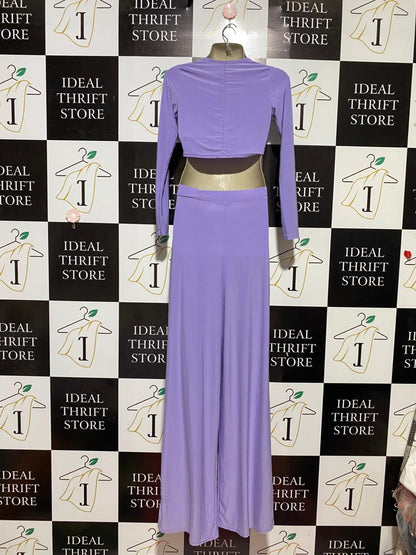 BOOHOO |XL| BUST 26| B31| TWO-PIECE LILAC CROP TOP AND WIDE-LEG PANTS SET