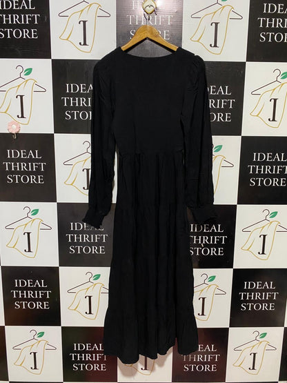 ALWAYS ALICE |XS| BUST 13| B31| SOLID BLACK LONG SLEEVE TIERED MAXI DRESS