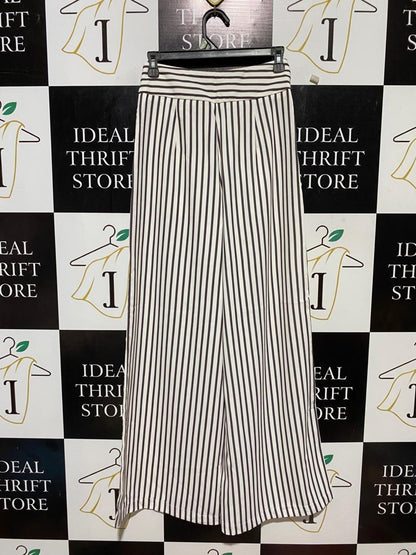 COMMENSE |XS| WAIST 26| B31| STRIPED HIGH-WAISTED WIDE-LEG PANTS