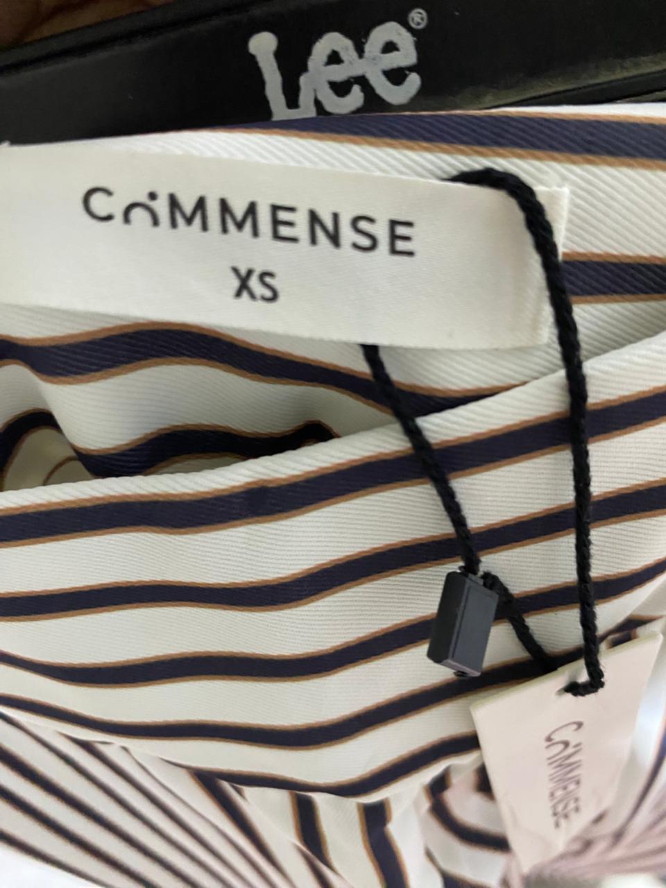 COMMENSE |XS| WAIST 26| B31| STRIPED HIGH-WAISTED WIDE-LEG PANTS
