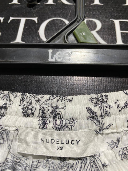 NUDELUCY |S| WAIST 25| B31| WOMEN'S FLORAL PRINT WIDE-LEG DRAWSTRING PANTS
