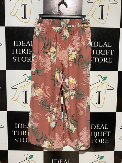 ACTIVE WOMAN |M| WAIST 28| B31| WOMEN'S TROPICAL FLORAL WIDE-LEG CROP PANTS / CULOTTES