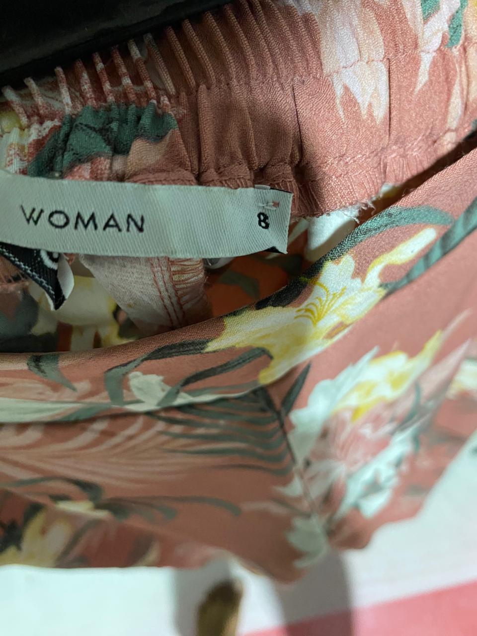ACTIVE WOMAN |M| WAIST 28| B31| WOMEN'S TROPICAL FLORAL WIDE-LEG CROP PANTS / CULOTTES