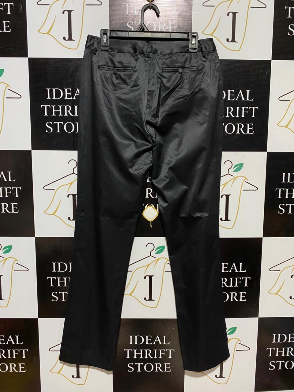 FLEATY |L| WAIST 30| B31| WOMEN'S BLACK SATIN STRAIGHT-LEG TROUSERS