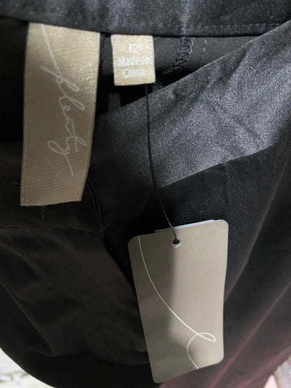 FLEATY |L| WAIST 30| B31| WOMEN'S BLACK SATIN STRAIGHT-LEG TROUSERS