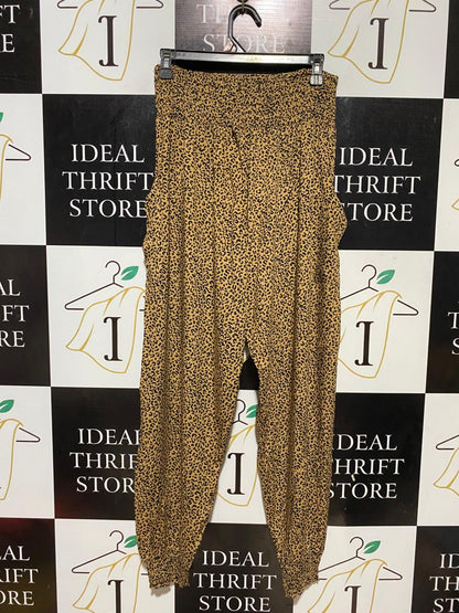 CAROLINE MORGAN |M| WAIST 28| B31| WOMEN'S LEOPARD PRINT SMOCKED JOGGERS / HAREM PANTS