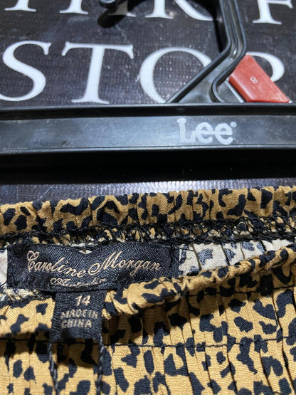 CAROLINE MORGAN |M| WAIST 28| B31| WOMEN'S LEOPARD PRINT SMOCKED JOGGERS / HAREM PANTS