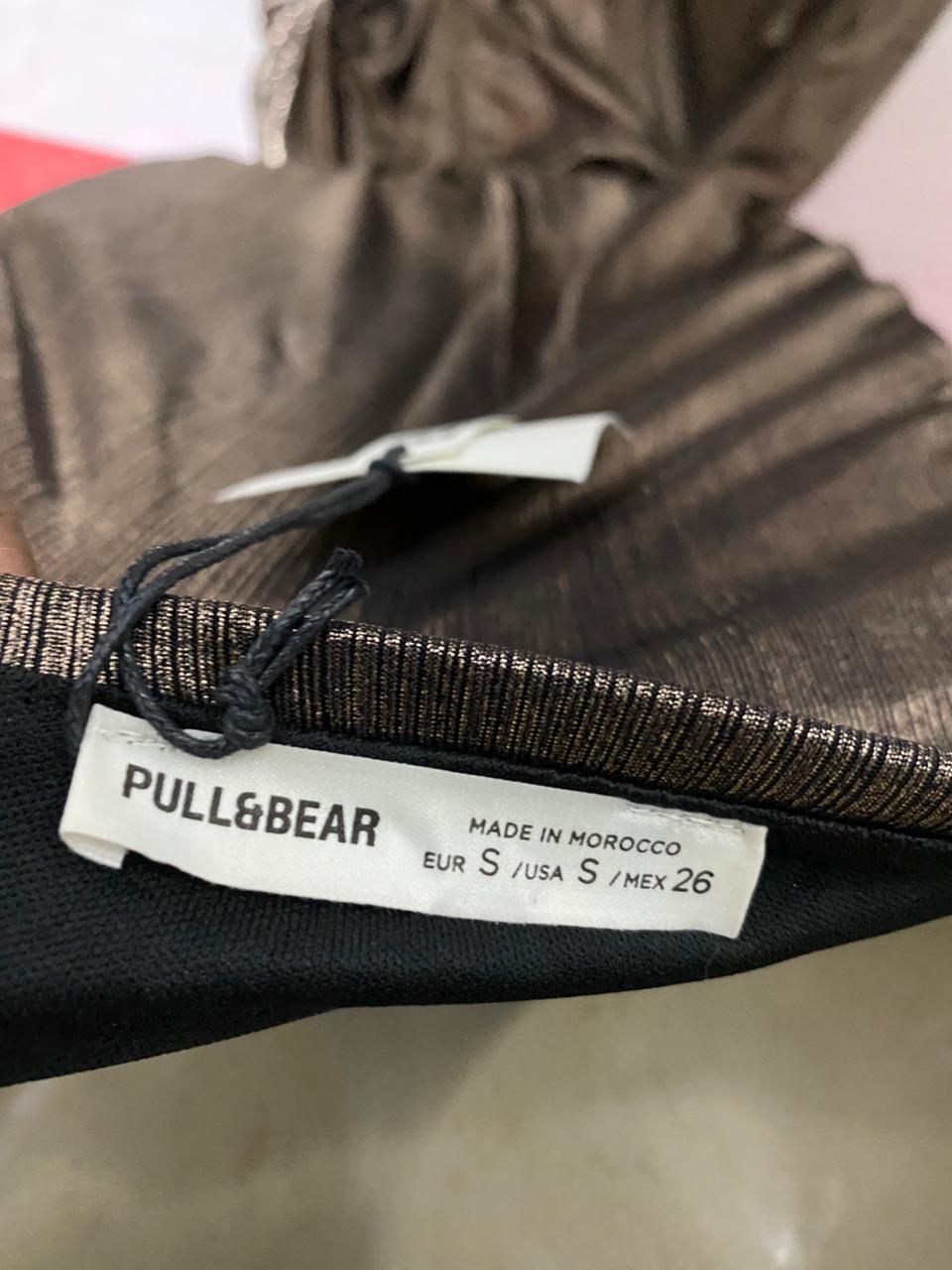 PULL & BEAR |S| BUST 12| B31| WOMEN'S SHIMMERING METALLIC BRONZE STRAPLESS MAXI DRESS