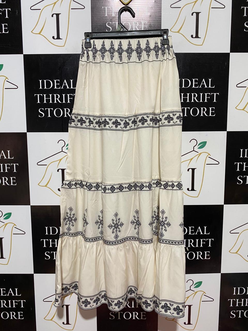 SHEIN |S| WAIST 26| B31| WOMEN'S BOHO BORDER PRINT TIERED MAXI SKIRT