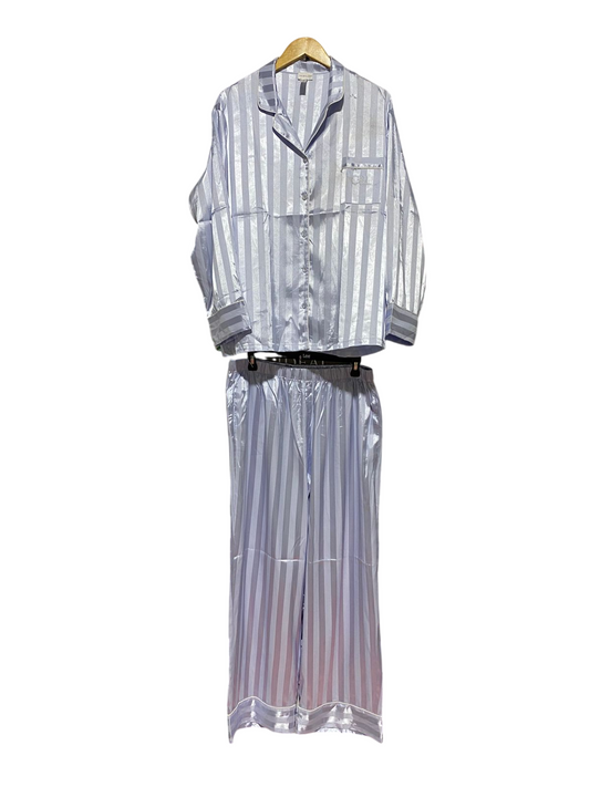 CHLOE & LOLA |XL| B32| LUXURIOUS SILK LILAC VERTICAL STRIPED NIGHTWEAR PAJAMA SET